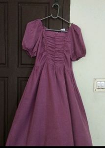 Purple Ruched Detail Gown