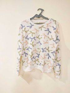 Cute Sweatshirt With Bows Print