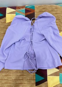 Lilac Lace-Up Back Crop Top