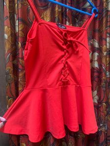 Red Peplum Tank Top