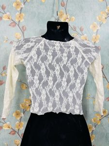 Lace Long Sleeve Crop Top