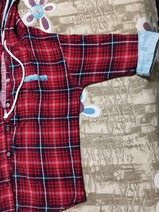 Stylish Red Plaid Hooded Shirt