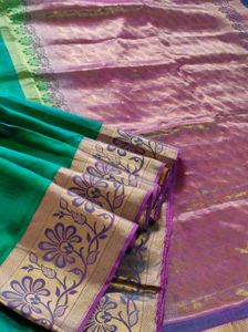 Elegant Green &amp; Pink Saree