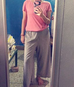 Black &amp; White Striped Pants
