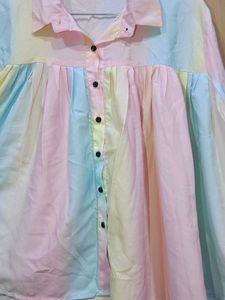 Pastel Rainbow Button-Down Top