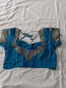 Teal Embroidered Sari