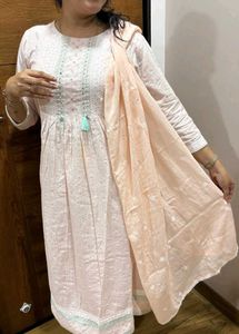 'INDYA' Peach KURTA Full Set With duppatta+Tassel