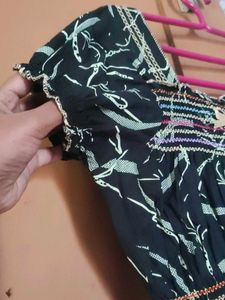 Green &amp; Sandal Floral Maxi Dress