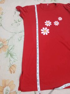 Red Floral T-Shirt Dress New