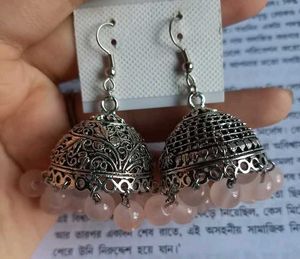 Beads jhumka pink