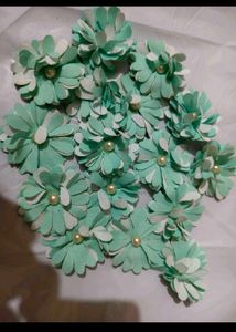 Mint Green Paper Flower Embellishments