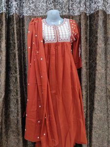 Elegant Embroidered 3 Piece Frock Suit Set