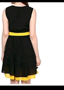 Chic Black Dress w/ Yellow Belt