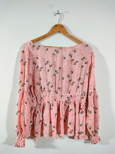 Pink Floral Peplum Top