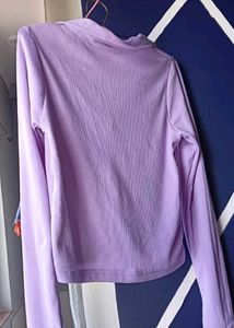 Lavender Ribbed Crop Long Sleeve Top