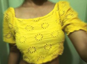 Yellow Eyelet Dress