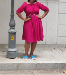 Magenta Off-Shoulder Dress