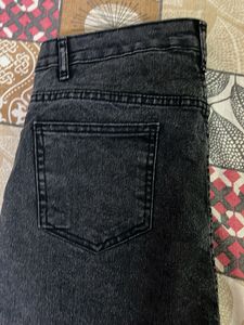 Denim Maxi Skirt with Slit