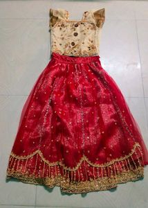 Red Colour Girl Full Work Designer Crop Top
