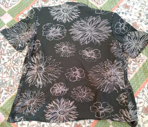 Floral Black Shrug Type Shirt For Summers