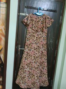 New Stylish Beige Colour Soft Crepe Gown