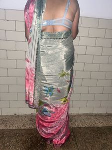 OMG crepe Elegant Pink Saree with blouse