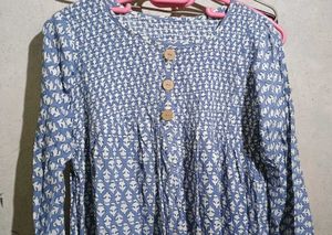 Blue & White Print Top