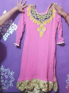 Pink Embroidered Kurti