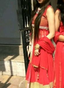 Red and Gold Indo Western Style Dress
