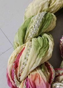 Tie-Dye Dupatta with Silver Lace