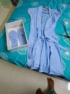 Girl Blue Robe And Chappal