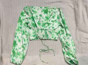 Satin Floral Tie-Front Crop Top
