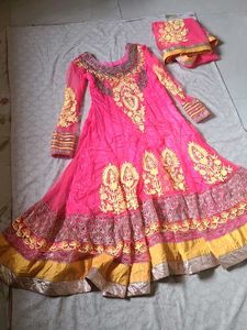 Pink Anarkali With Dupatta For Women