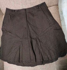 Brown Pleated Skirt