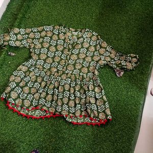 Girls Green Floral Top