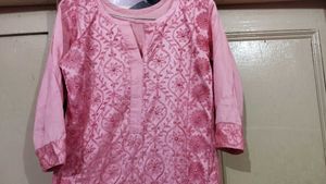 Pink Embroidered Kurta