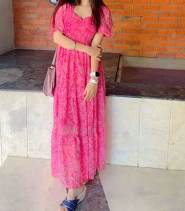 Pink Floral Maxi Dress