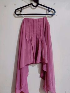 Mauve Pleated Strapless Top with Shawl