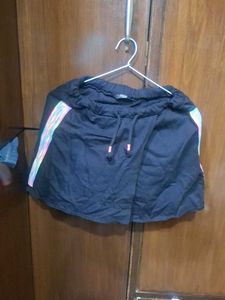 Black Skort with Rainbow Stripe