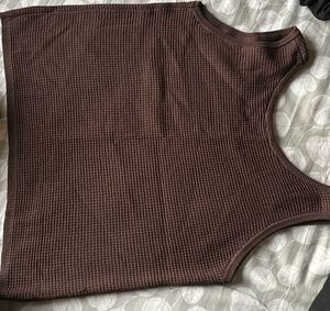 Brown Sleeveless Knit Tank Top