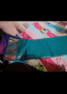 New Double Colour Saree With Stitchied Blouse