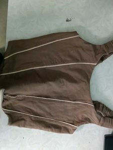 Brown Striped Casual Jacket