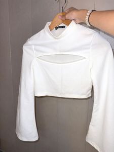 Shein Party Wear Top With Cutout &amp; Bell Sleeves