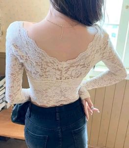 Myntra Here &amp; Now White Lace Long Sleeve Top