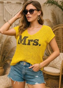 Pinterest Yellow Knit Top - 'Mrs' Detail D