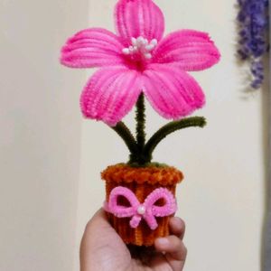 Pink Chenille Flower Decoration