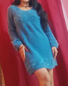 Blue Woolen Dress