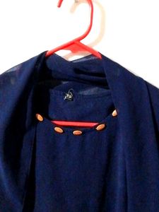 Navy Blue Sheer Cardigan Kurta