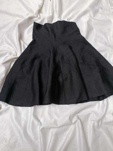 Black Flared Mini Skirt For Winter 🖤