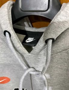 NIKE AIR LIGHT GREY MARL GRAPHIC HOODIE L(42)